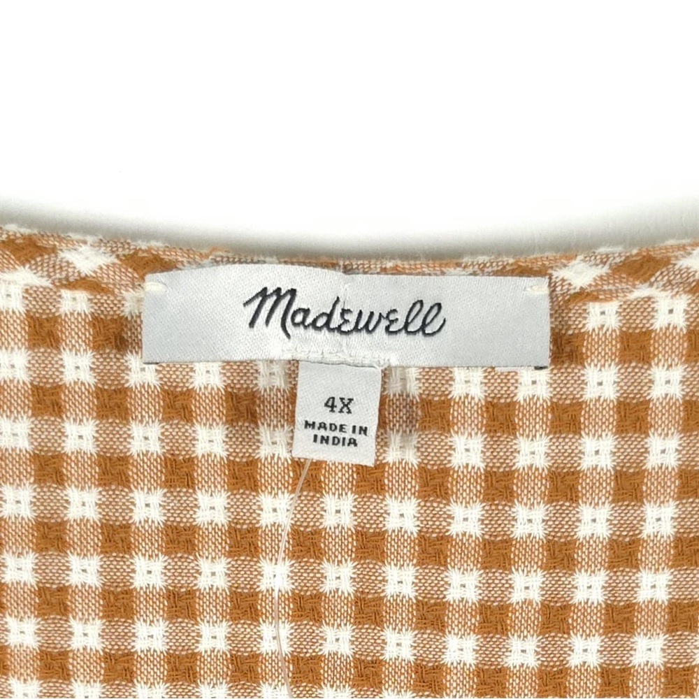NWT MADEWELL Gingham Puff-Sleeve Wrap Mini Dress Cotton India Made NE955 Sz 4X‎ - Picture 7 of 15